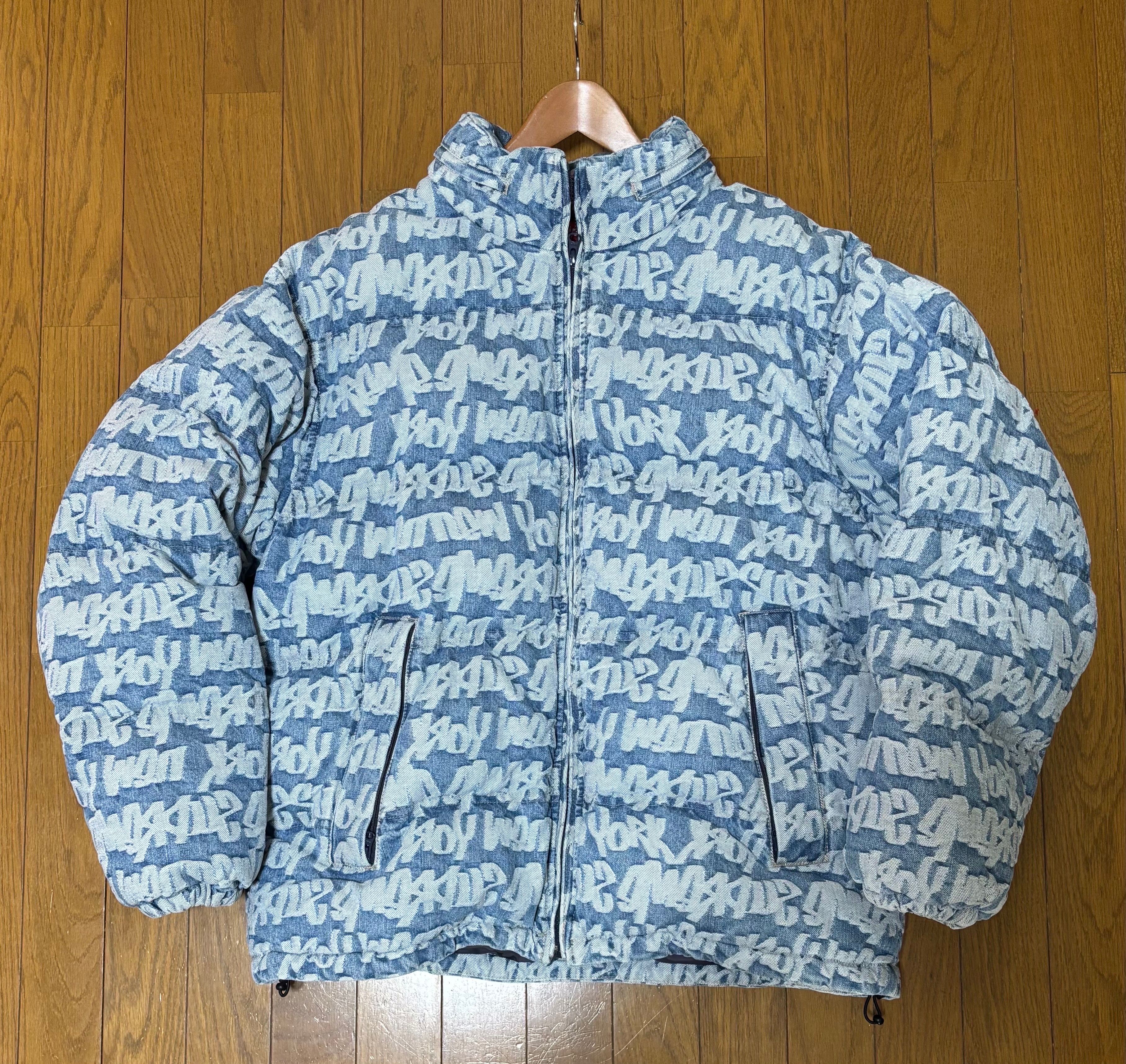 Supreme Fat Tip Jacquard Denim Puffer Jacket "Blue"