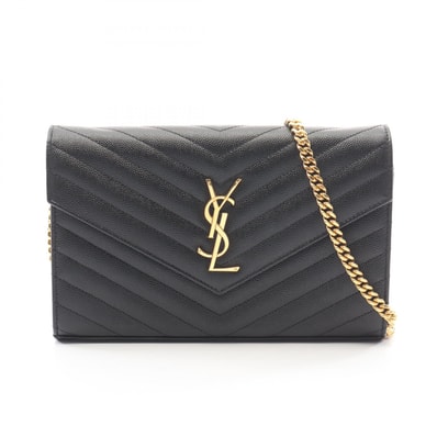 サンローランパリ SAINT LAURENT PARIS カサンドラ クラシック ショルダーバッグ バッグ レザー レディース ブラック系 377828BOW011000 【中古】