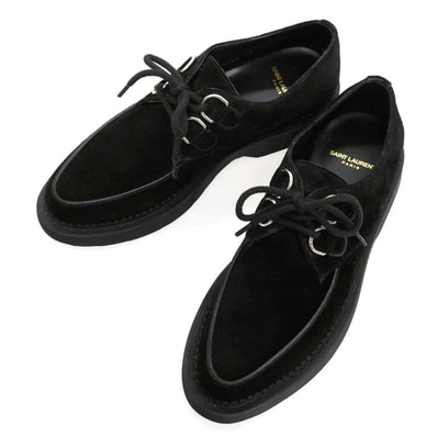 【中古】サンローラン SAINT LAURENT テディレースアップダービー スエード ドレスシューズ ブラック【サイズ41】【メンズ】