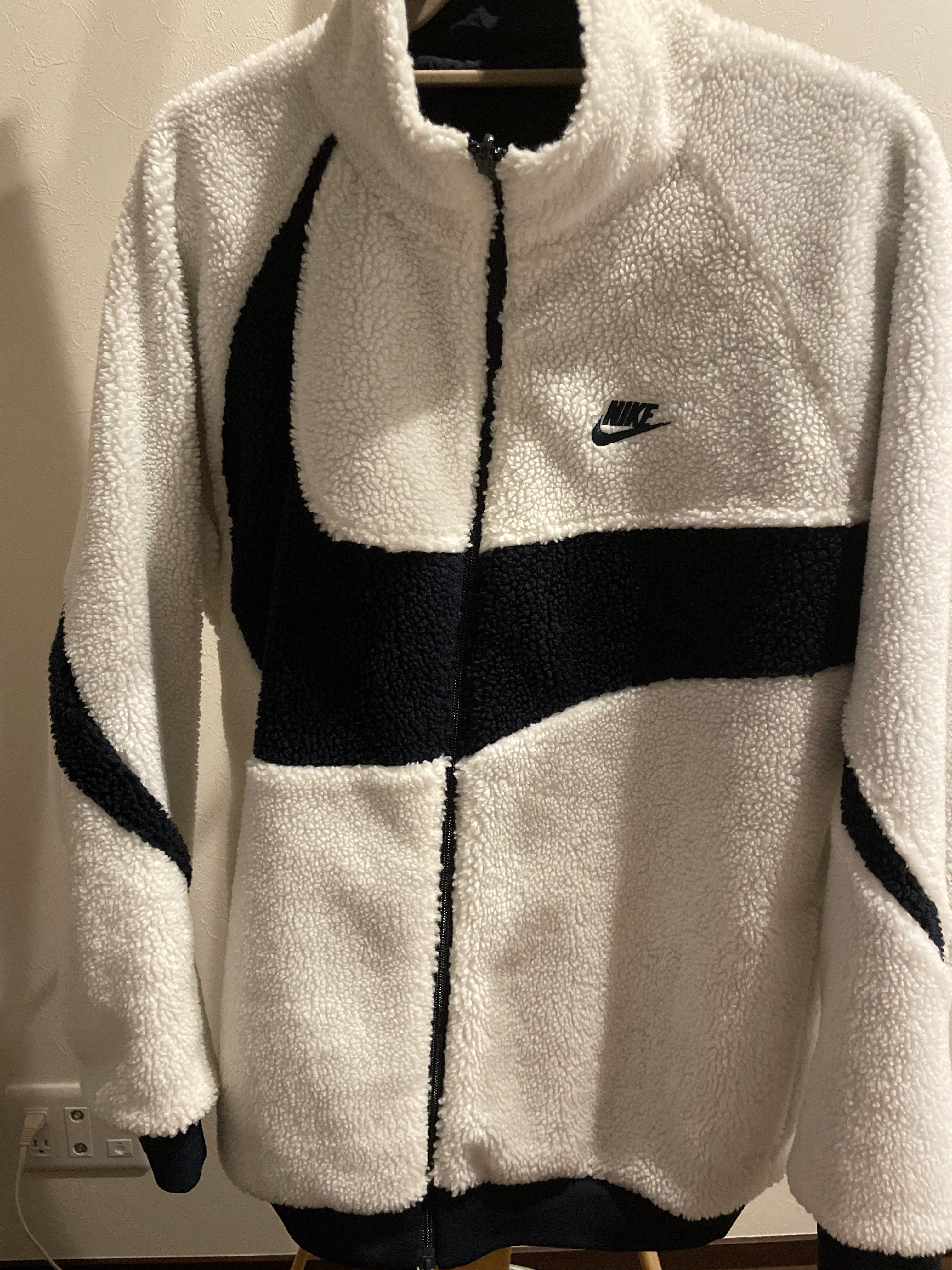 Nike Big Swoosh Reversible Boa Jacket "Sail/Dark Obsidian"