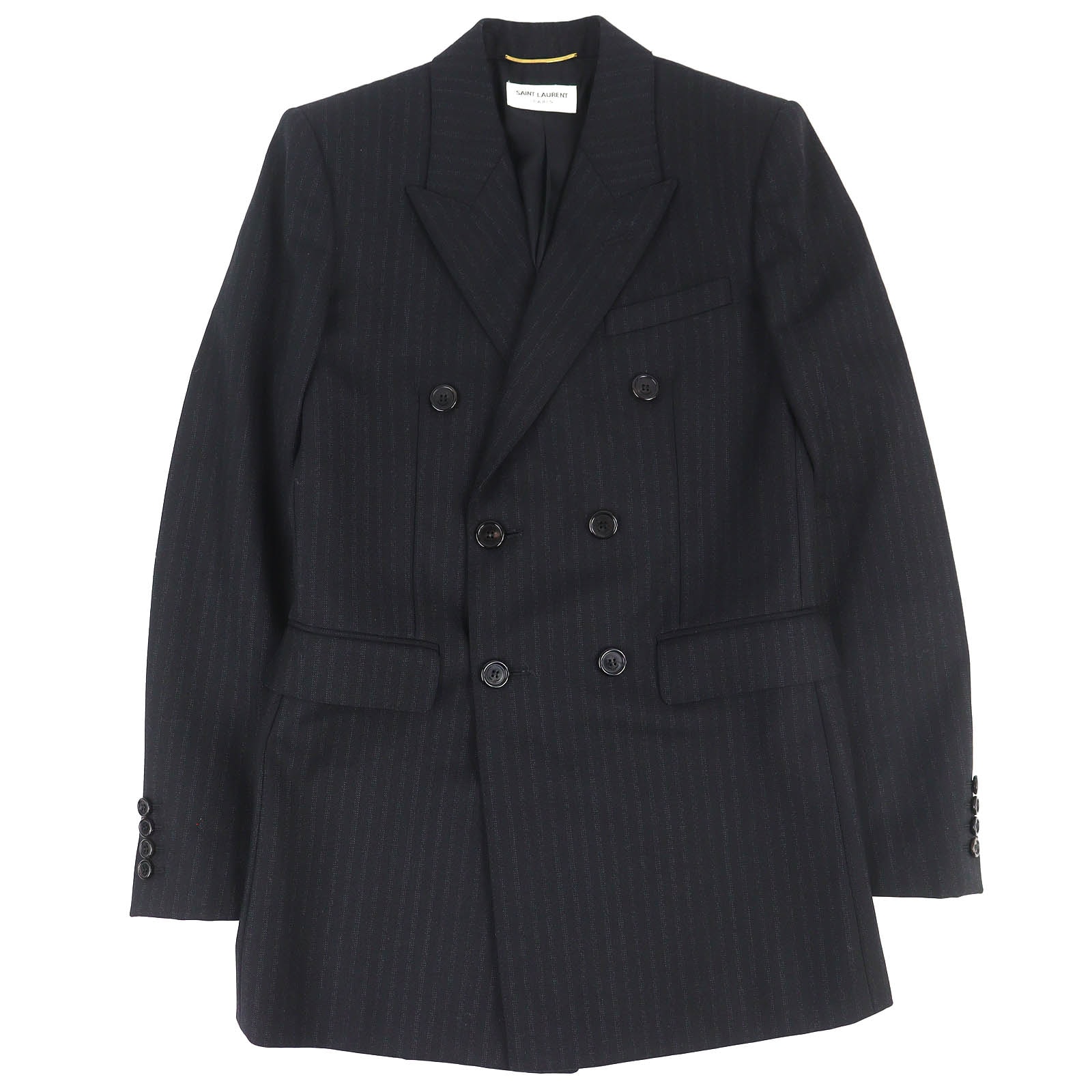極美 サンローランパリ ストライプ ダブルブレストジャケット 34 632886