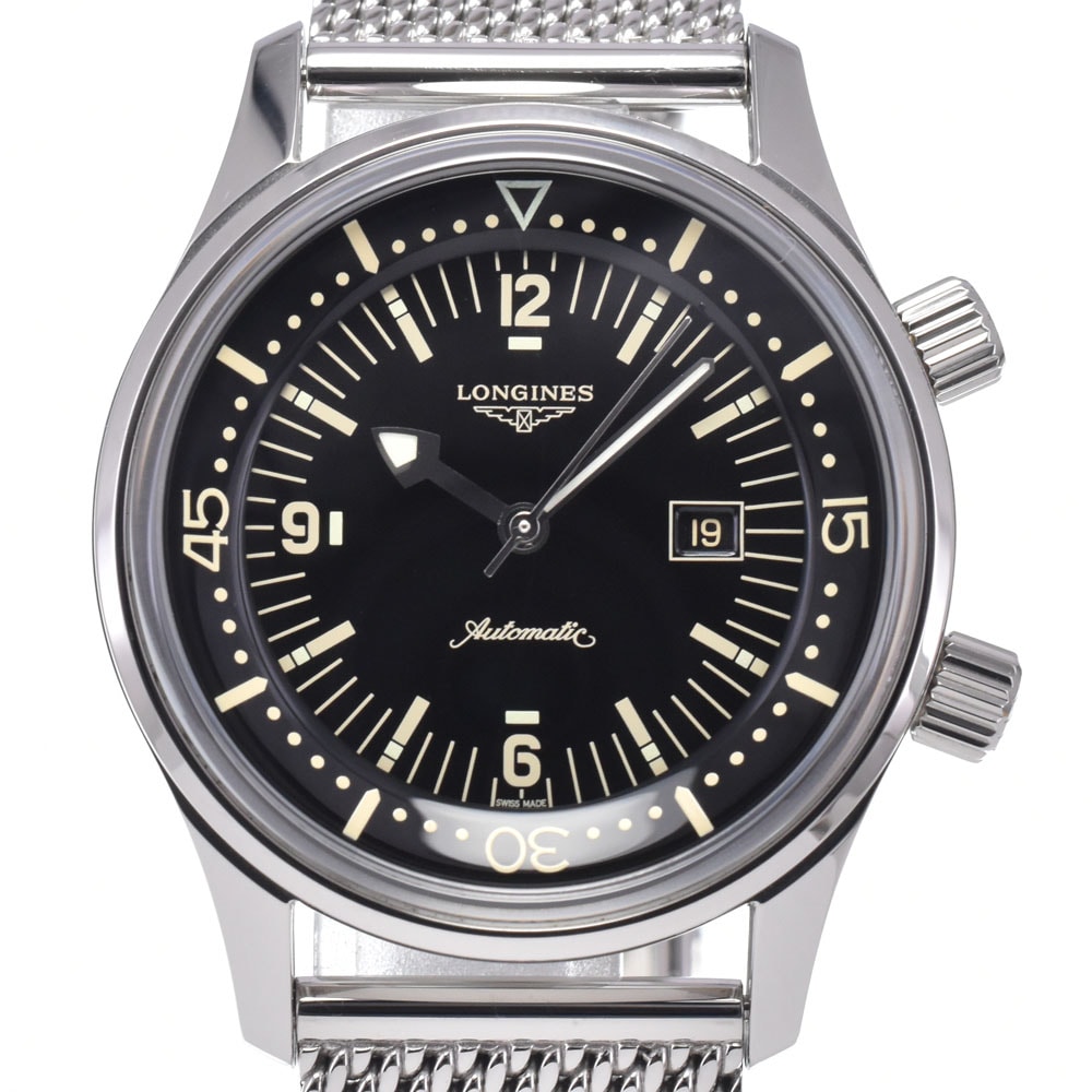 ロンジン LONGINES L3.374.4.50.6 レジェンドダイバー デイト ブラック 自動巻き メンズ 美品 箱・保証書付き 腕時計 M#148411