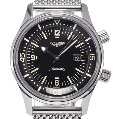 ロンジン LONGINES L3.374.4.50.6 レジェンドダイバー デイト ブラック 自動巻き メンズ 美品 箱・保証書付き 腕時計 M#148411