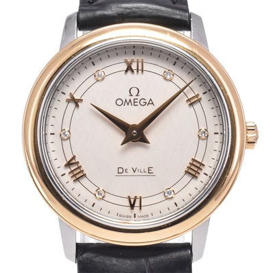 オメガ OMEGA 424.23.27.60.52.001 デビル プレステージ 6P ダイヤモンド シルバー クォーツ レディース 良品 腕時計 P#148935