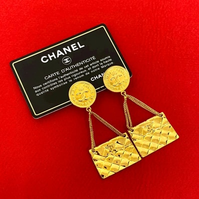 CHANEL シャネル ココマーク マトラッセ バッグ モチーフ GP イヤリング ゴールド
133-6