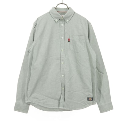 Dickies ディッキーズ コットン 長袖 ボタンダウンシャツ M ライトグレー