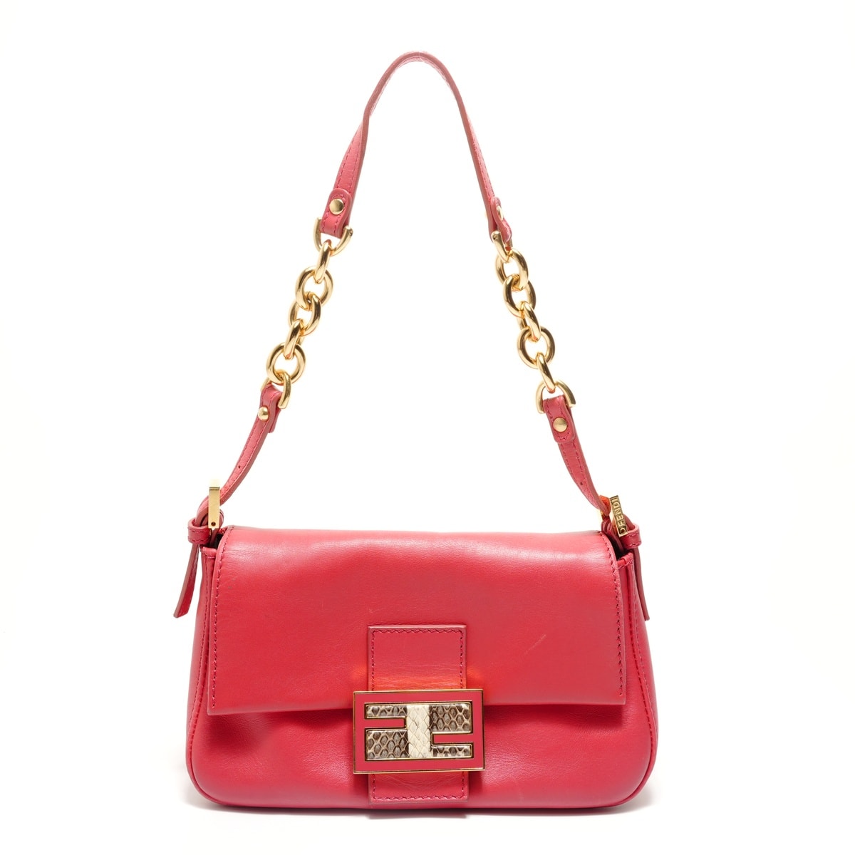 フェンディ FENDI パイソン マンマバケット レザー ショルダーバッグ【中古】