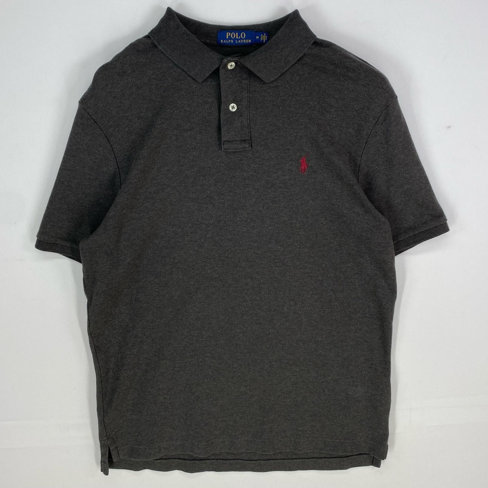 古着 ポロ・ラルフローレン POLO RALPH LAUREN 半袖シャツ ワンポイントロゴ刺繍 ポニー ポロシャツ M グレー系 メンズ