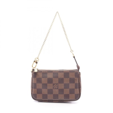 ルイ・ヴィトン LOUIS VUITTON ミニポシェットアクセソワール ダミエエベヌ ハンドバッグ バッグ PVCコーティングキャンバス レザー レディース ブラウン系 N58009 【中古】