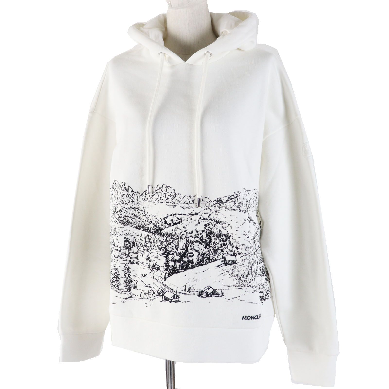 モンクレール
 パーカー HOODIE ホワイト ブラック レディース S