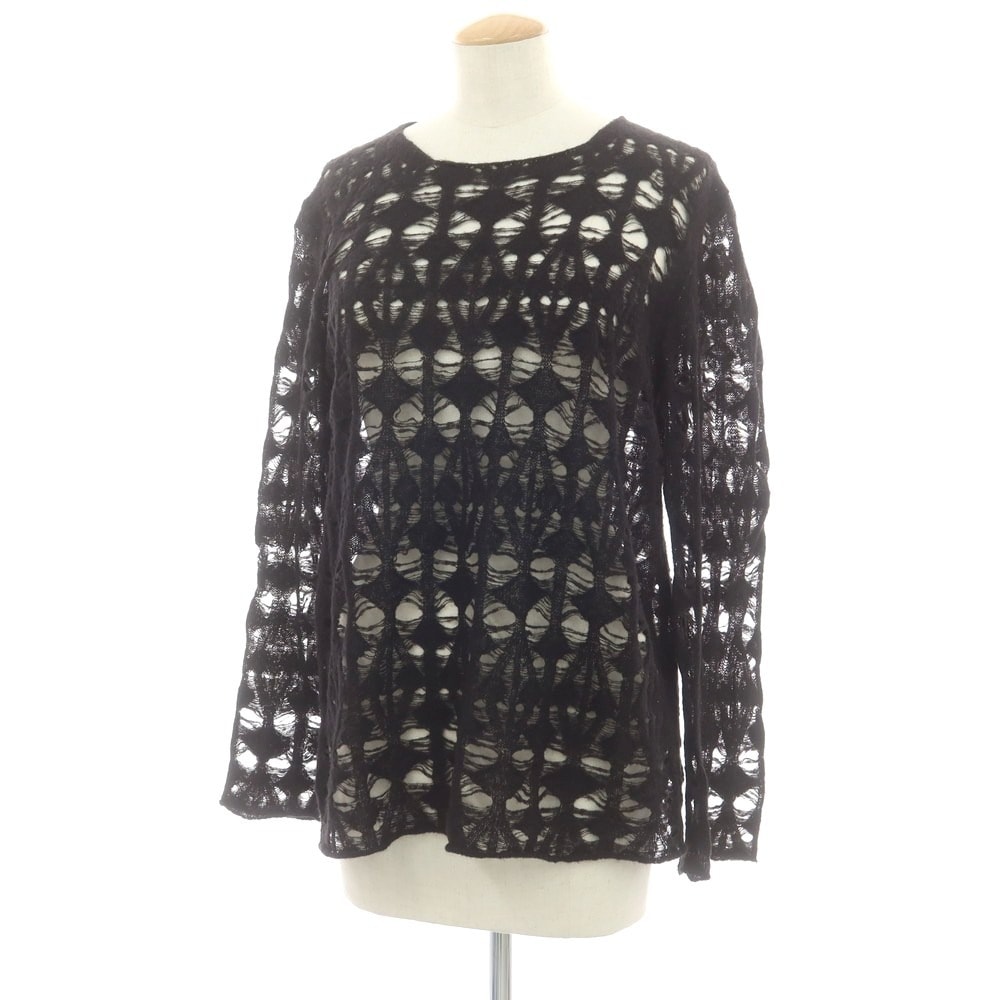 【中古】コムデギャルソン COMME des GARCONS 2023年春夏 アクリルナイロンウール クルーネック プルオーバーニット ブラック【サイズL】【レディース】