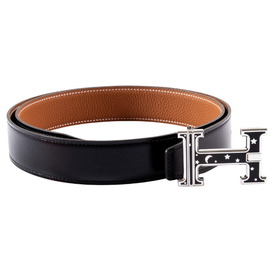 【未使用】HERMES エルメス ベルトバックル H デイ&ナイト&ベルト 32 リバーシブル メタル レザー ブラック ブラウン【中古】