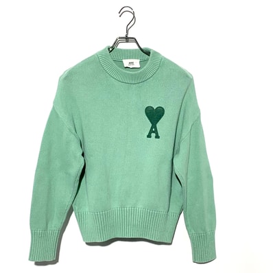 AMI PARIS BIG HEART INTARSIA KNIT Mint