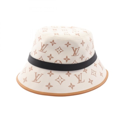 ルイ・ヴィトン LOUIS VUITTON ドーフィーヌ バケット ハット 帽子 レザー コットン レディース ホワイト系 / ブラウン系 / ブラック系 M7295M 【中古】