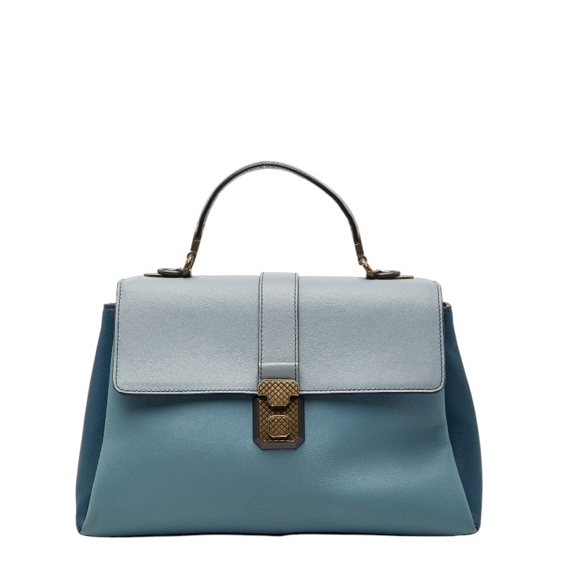 ボッテガヴェネタ ピアッツァ トップハンドル ハンドバッグ ブルー レザー レディース BOTTEGAVENETA 【中古】