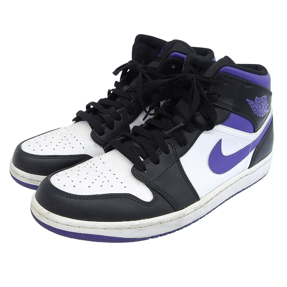 ナイキ AJ1B ミッド ハイカット スニーカー シューズ メンズ ブラック/コート パープル 28.5cm 554724-095 10.5(US)