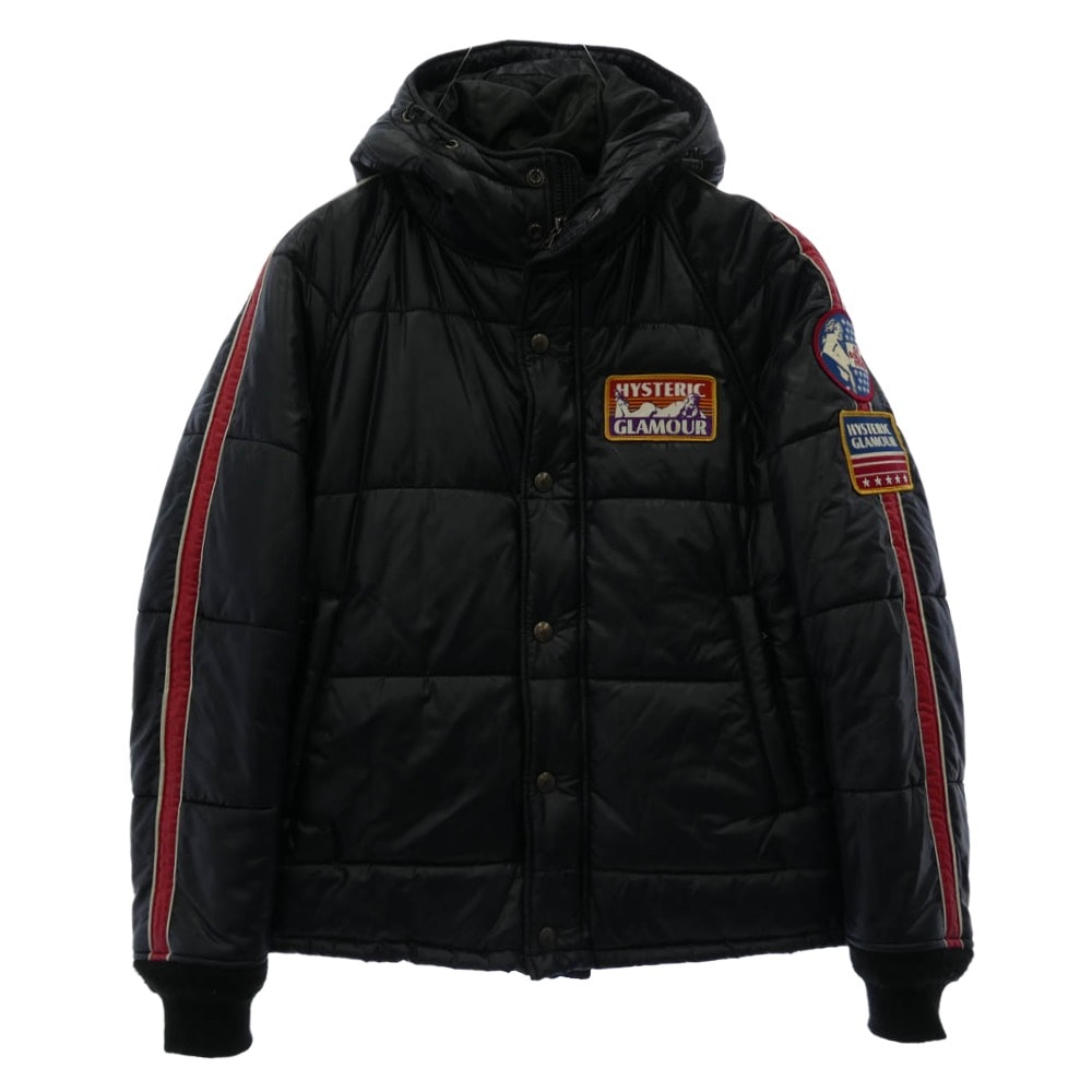 HYSTERIC GLAMOUR ヒステリックグラマー ジャケット 0223AB01 ワッペン付き プリマロフト 中綿 フード ジャケット ネイビー系 S【中古】