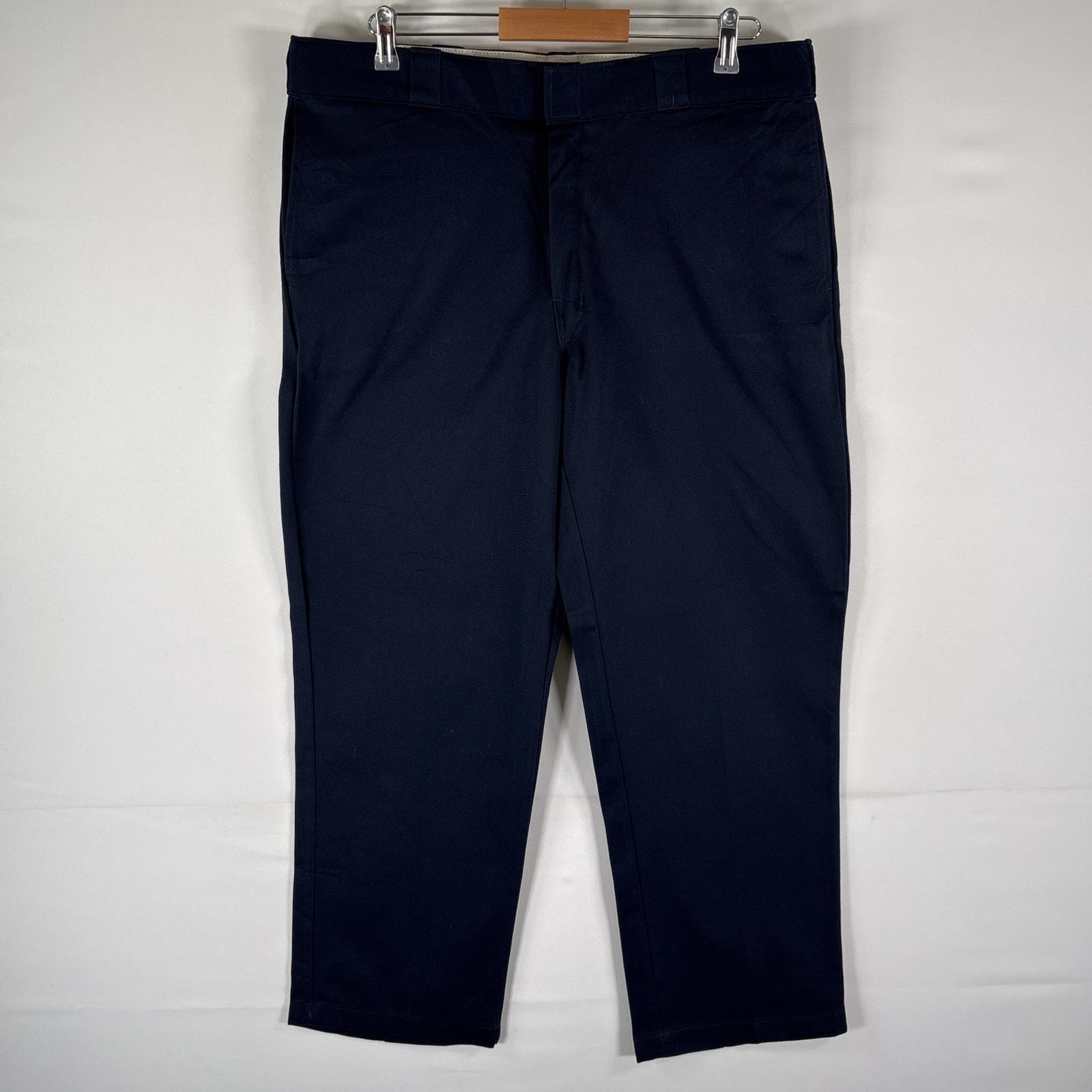 古着 ディッキーズ Dickies ワークパンツ 874 テーパード ワンポイントロゴ センタープレス 作業着 ジップ w38 L30 ネイビー メンズ