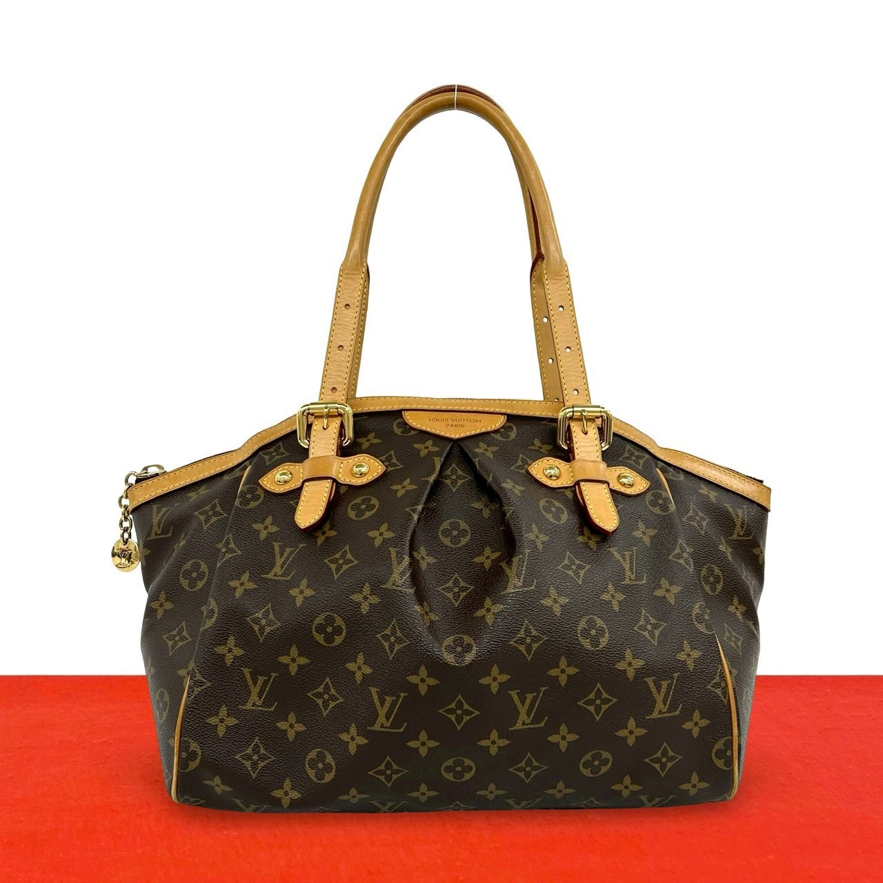LOUIS VUITTON ルイヴィトン ティヴォリ GM モノグラム レザー PVC トートバッグ ブラウン
 44893