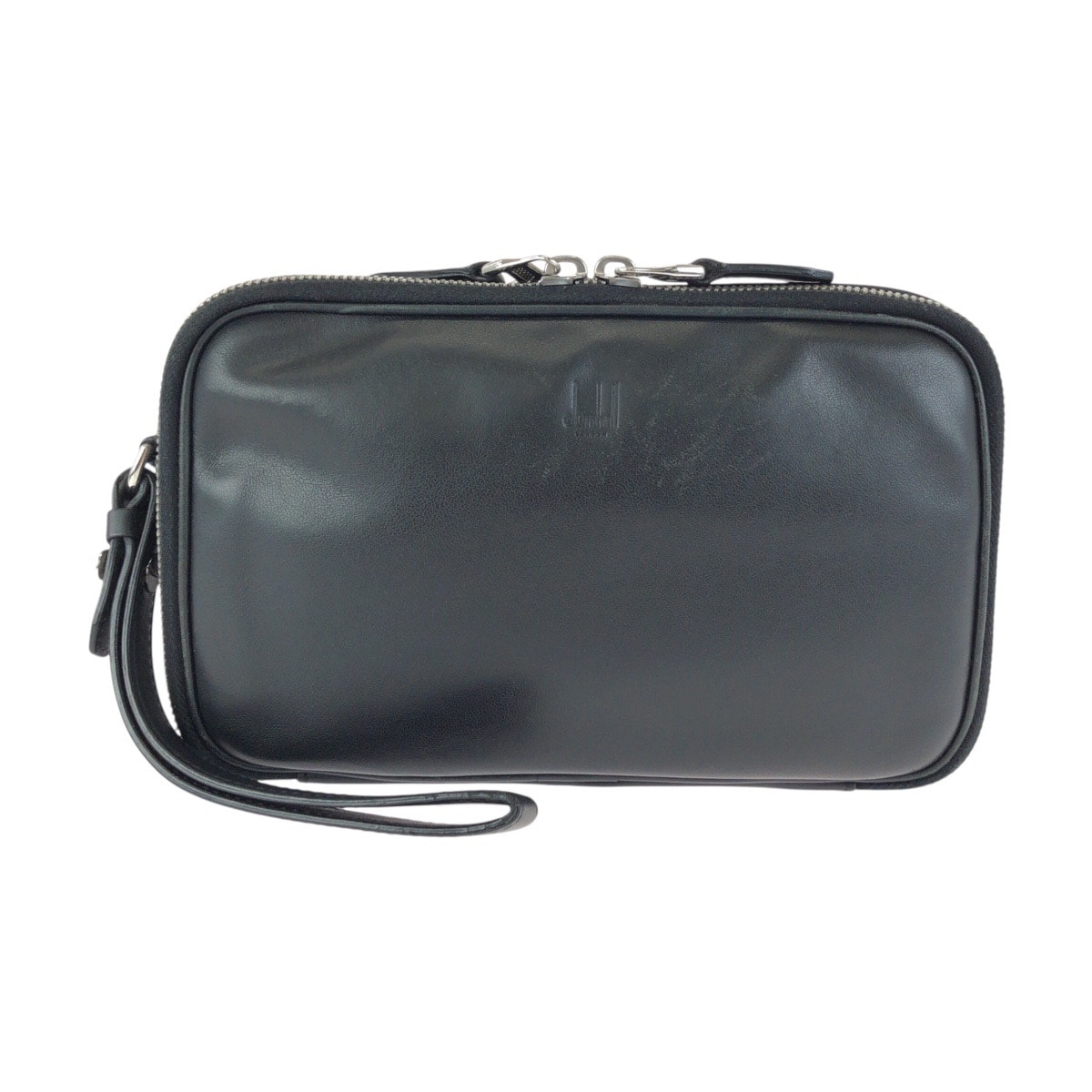 美品 Dunhill ダンヒル ブラック 黒 シルバー金具 レザー クラッチバッグ セカンドバッグ 602828 【中古】