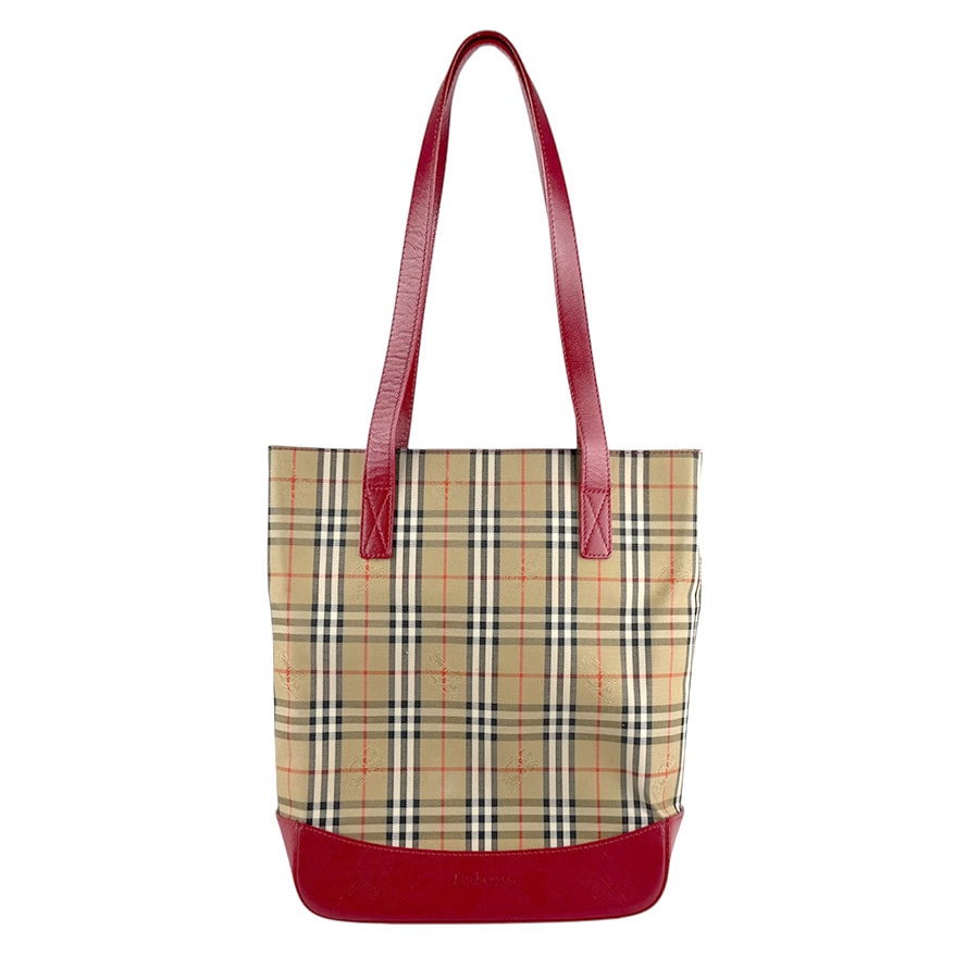 バーバリーズ Burberrys ショルダーバッグ ナイロンキャンバス/レザー ベージュ系×レッド レディース【中古】 z7850