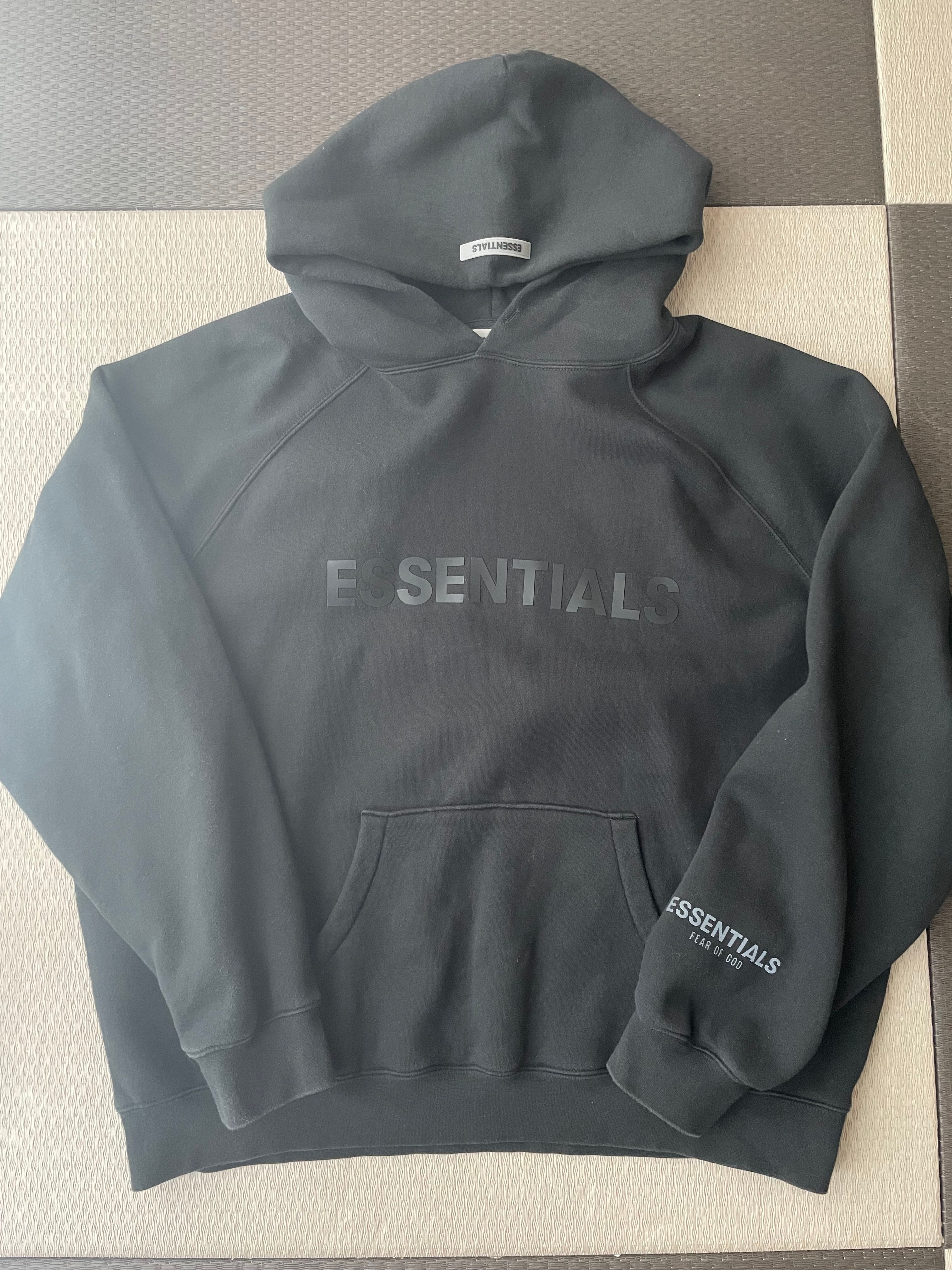 FEAR OF GOD ESSENTIALS 3D Silicon Applique Pullover Hoodie "Black"