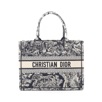 ディオール Dior BOOK TOTE ブックトート ミディアム トワル ドゥ ジュイ トートバッグ バッグ キャンバス レディース ネイビー系 / ホワイト系 【中古】