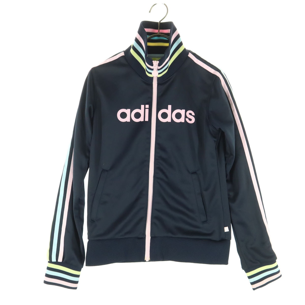 adidas アディダス プリント 長袖 トラックジャケット S ブラック ジャージ ピンク