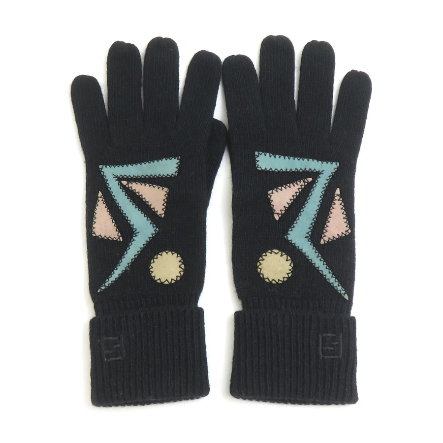 新品　イタリア製　FENDI フェンディ　手袋　アンゴラウール　一部レザー　深緑 新品 イタリア製 FENDI フェンディ 手袋 アンゴラウール 一部レザー