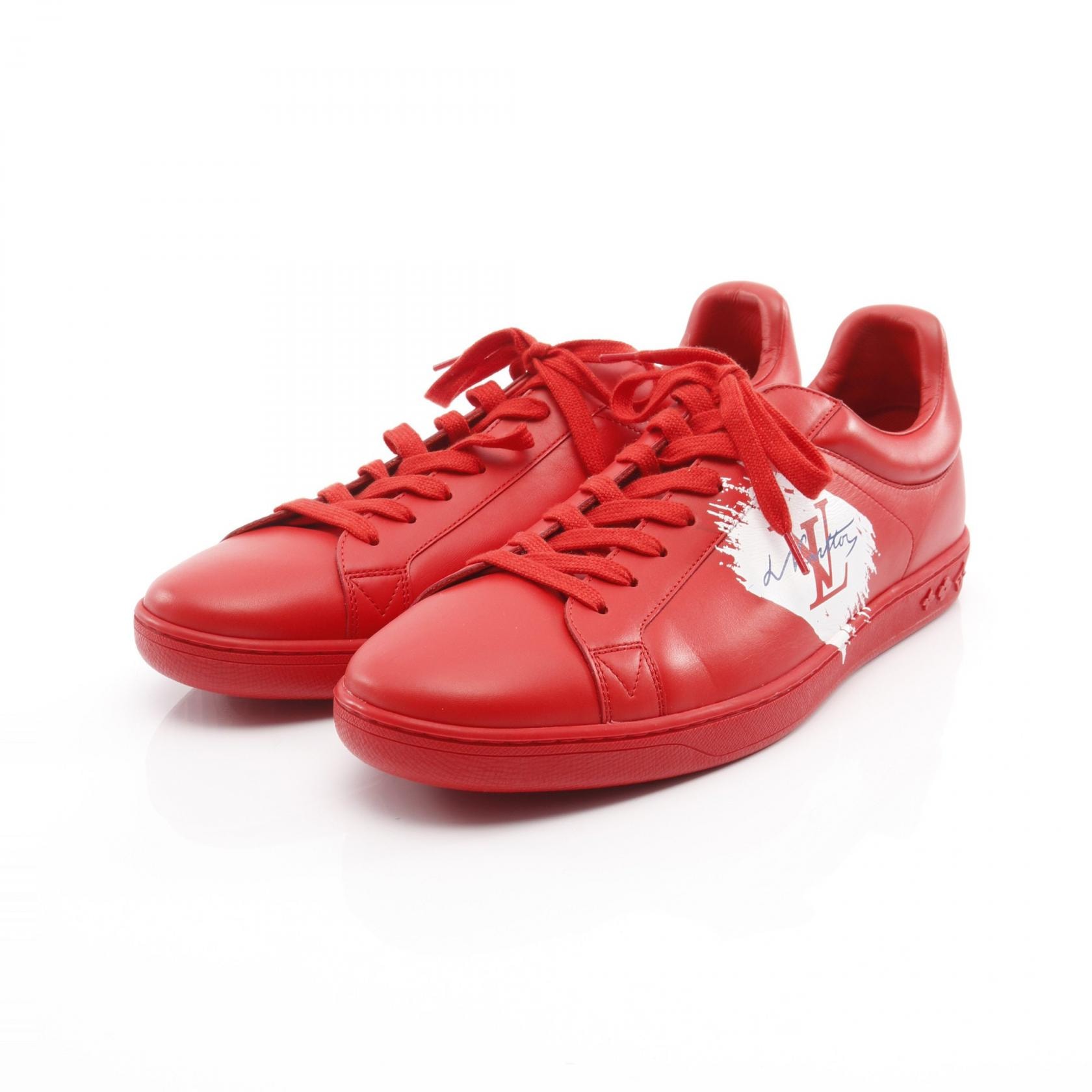ルイ・ヴィトン LOUIS VUITTON ルクセンブルクライン スニーカー 靴 レザー レッド メンズ レッド系 / ホワイト系 【中古】