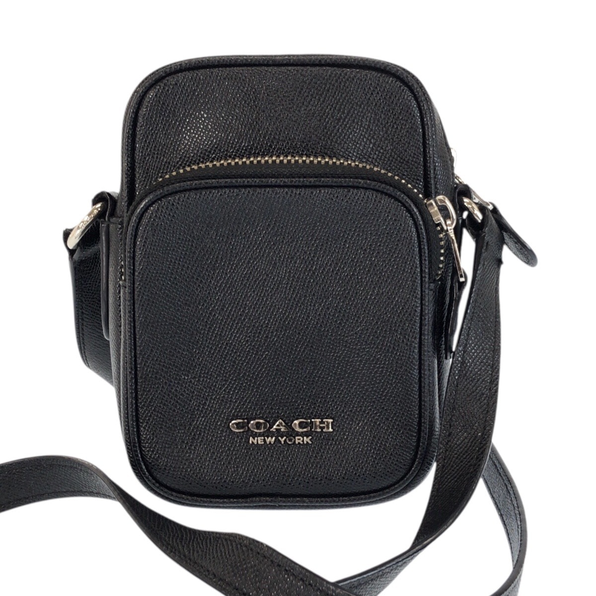 美品 COACH コーチ ブラック 黒 シルバー金具 レザー ショルダーバッグ ポシェット 602654 【中古】