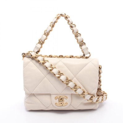 シャネル CHANEL マトラッセ スモール 2WAY ショルダーバッグ バッグ ラムスキン(羊革) レディース アイボリー系 【中古】
