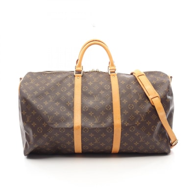 ルイ・ヴィトン LOUIS VUITTON キーポル バンドリエール55 2WAY ボストンバッグ バッグ PVCコーティングキャンバス レザー モノグラム メンズ レディース ブラウン系 M41414 【中古】