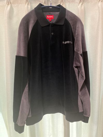 Supreme Paneled Velour L/S Polo "Black"