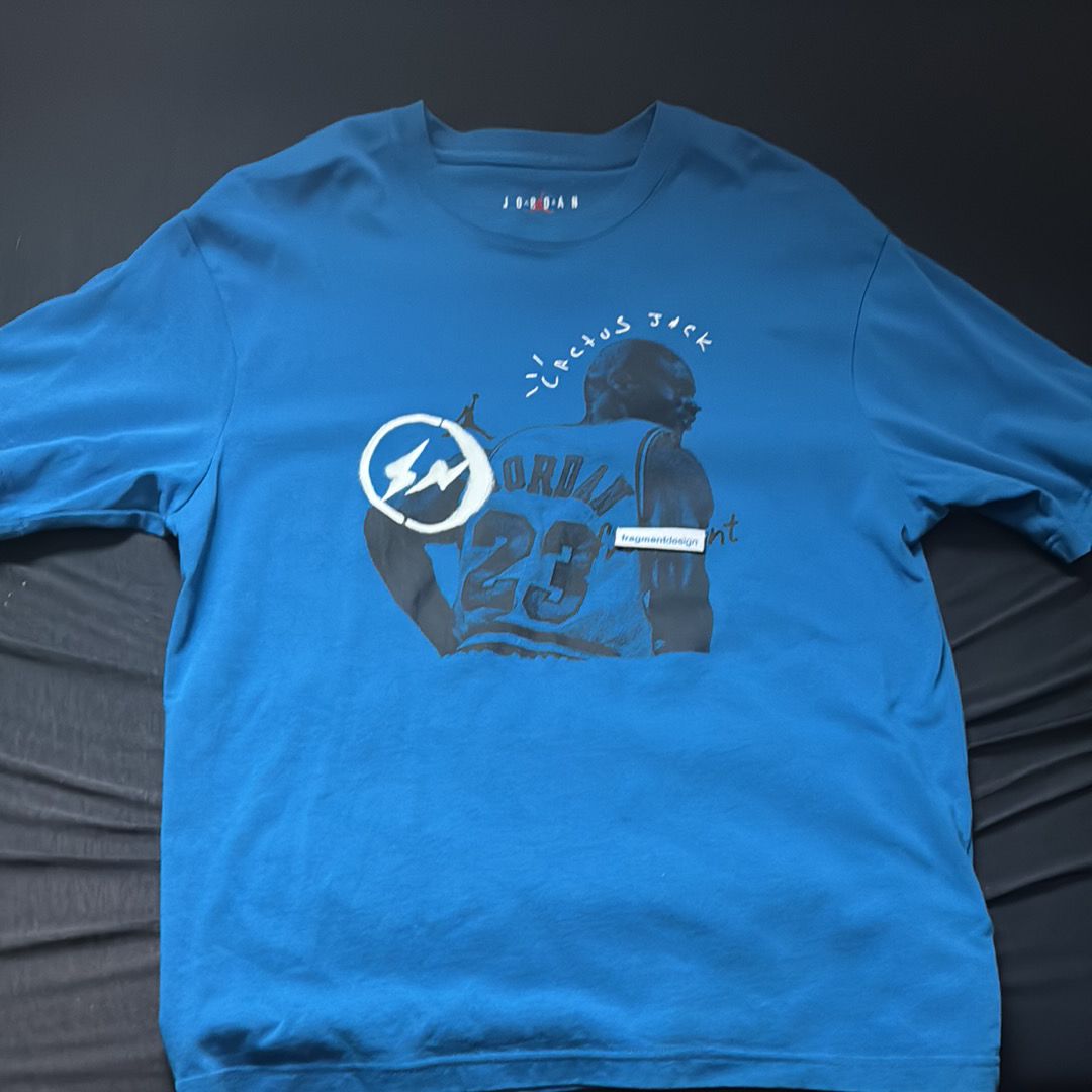 Air Jordan Travis Scott  Fragment Tee "Military Blue"