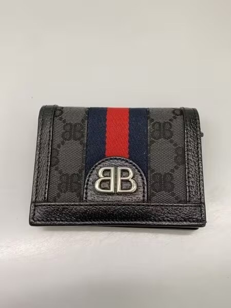 GUCCI x Balenciaga Hacker Card Case Wallet In Canvas Jacquard "Black"