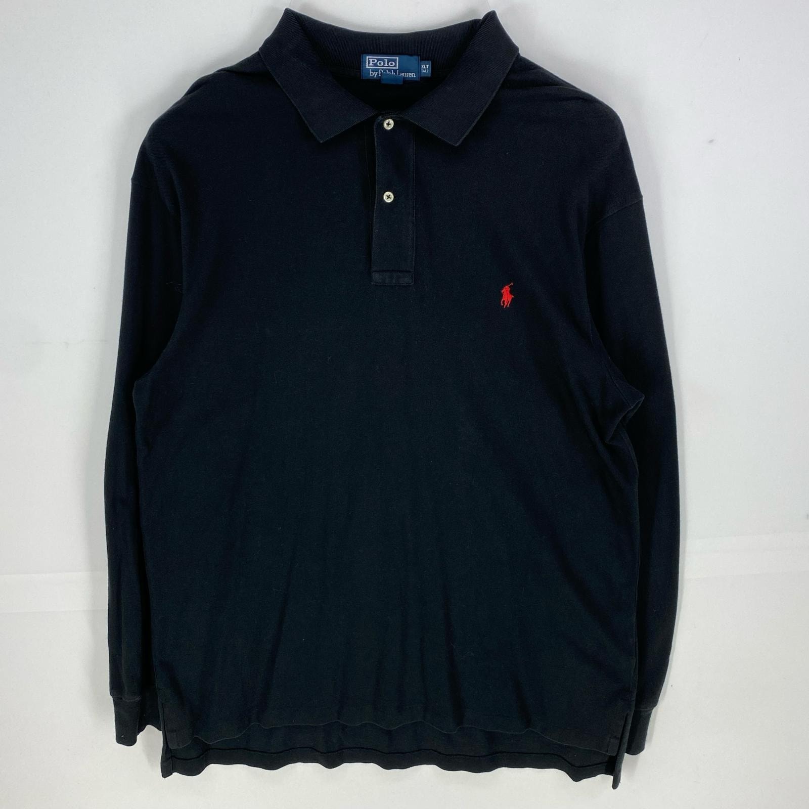 古着 ポロバイラルフローレン Polo by Ralph Lauren 長袖シャツ ワンポイントロゴ刺繍 大きいサイズ XLT  ブラック系 メンズ