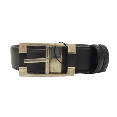 Dunhill ダンヒル ベルト シルバーバックル レザー ベルト ブラック系【中古】