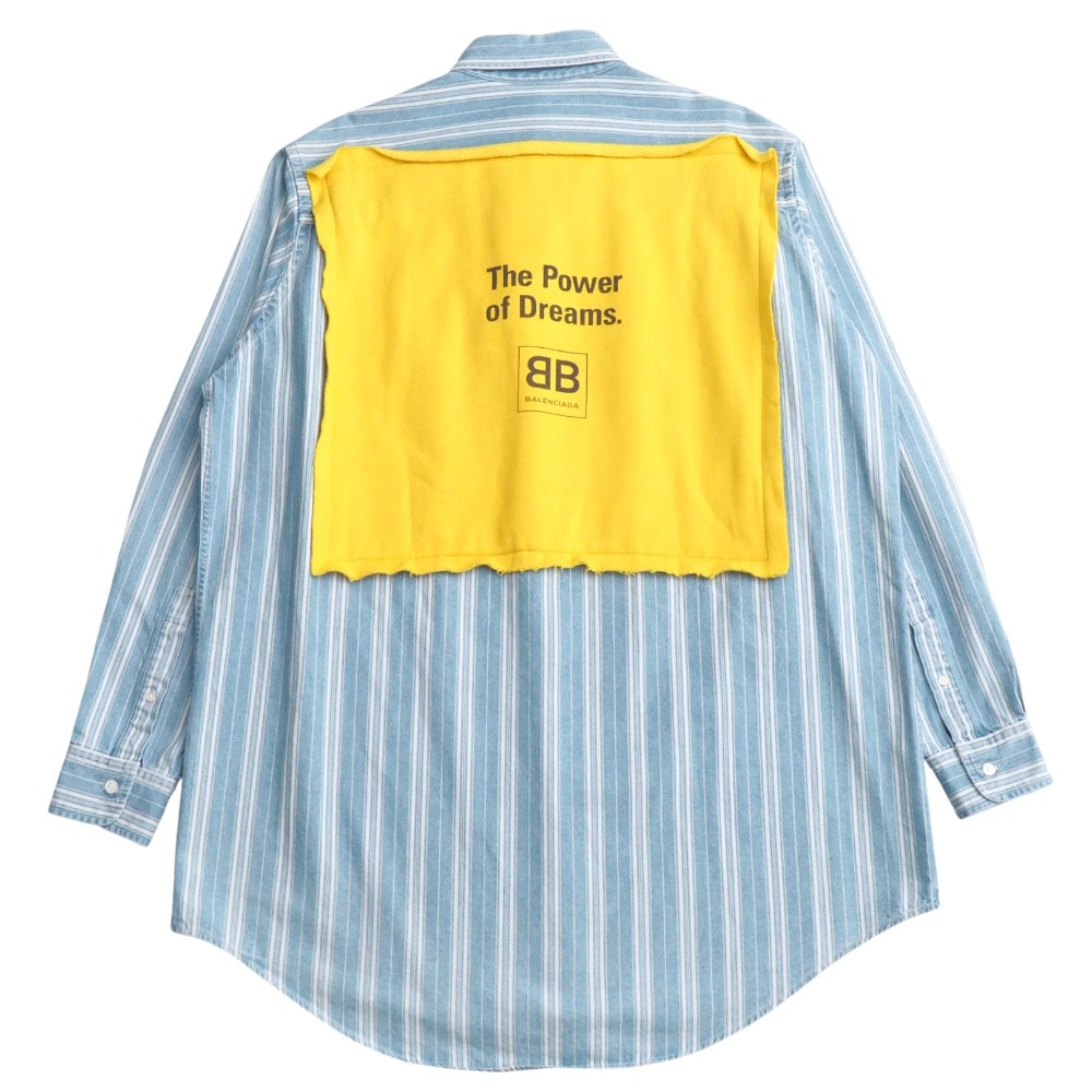 ■美品■BALENCIAGA バレンシアガ Oversized Button-Down Collar Striped Denim Shirt 長袖シャツ サイズ38 The Power of Dreams ブランド古着【中古】20250924/RA6142