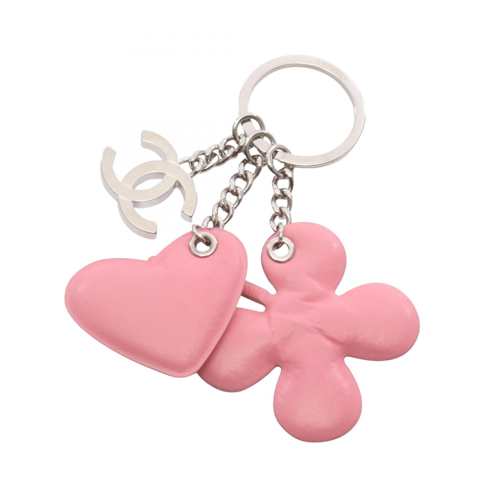 シャネル CHANEL ココマーク ハート クローバー チャーム アクセサリー ラムスキン(羊革) レディース ピンク系 【中古】
