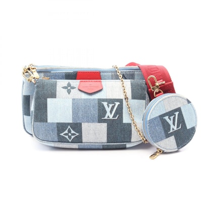 ルイ・ヴィトン LOUIS VUITTON ミュルティ ポシェット アクセソワール デニムモノグラム 2WAY ショルダーバッグ バッグ デニム レザー レディース ブルー系 / マルチカラー M44990 【中古】