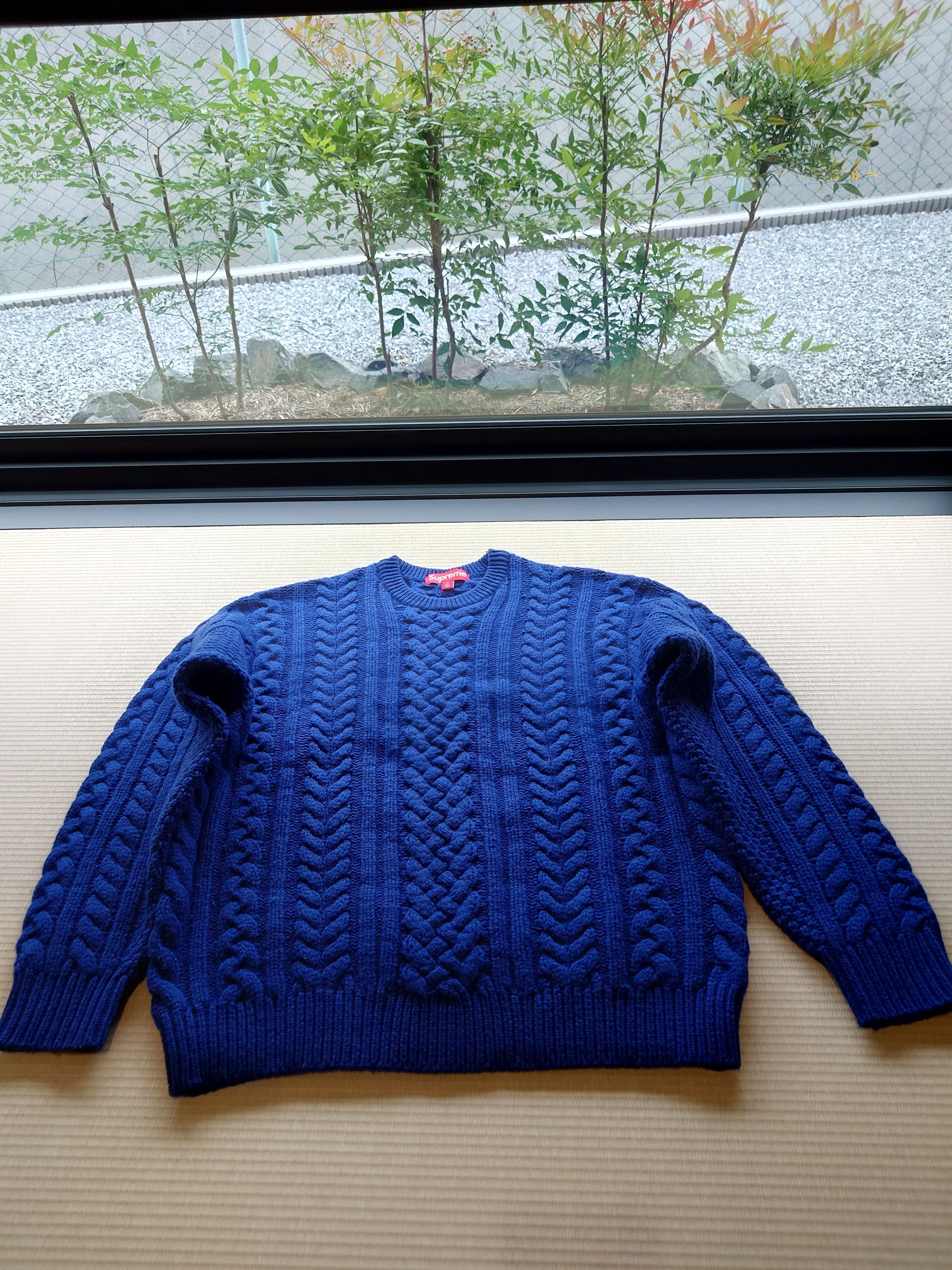 Supreme Applique Cable Knit Sweater "Navy"