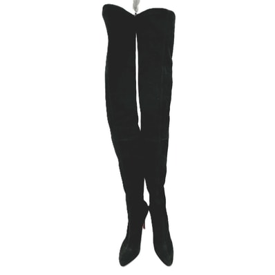 クリスチャンルブタン Christian Louboutin ニーハイ ソックス ロング ブーツ スエード ブラック