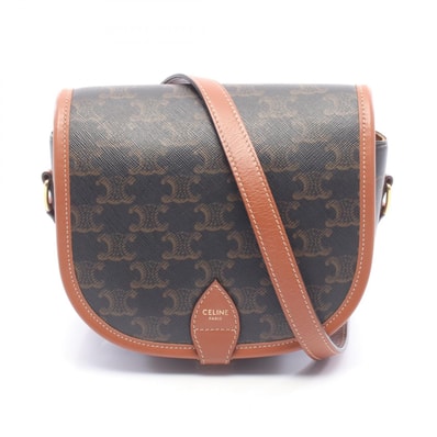 セリーヌ CELINE フォルコ ミディアムバッグ トリオンフ ショルダーバッグ バッグ PVCコーティングキャンバス レザー レディース ブラック系 / ブラウン系 191502BZJ.04LU 【中古】