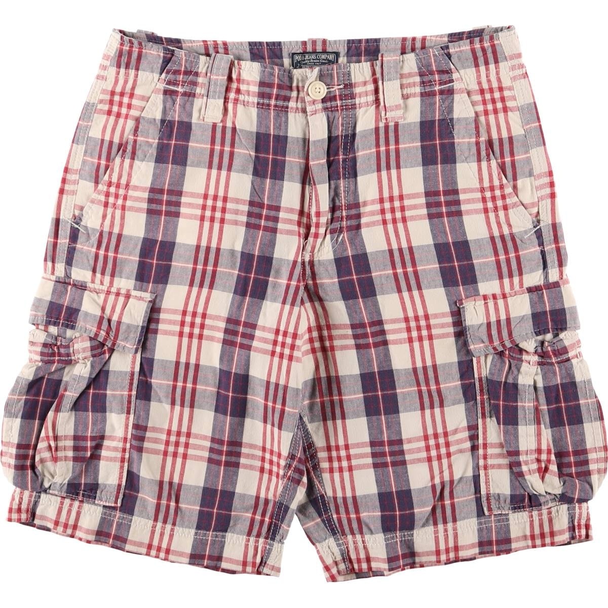 古着 90年代 ラルフローレン Ralph Lauren POLO JEANS COMPANY チェック柄 カーゴショーツ ハーフパンツ メンズw34相当 ヴィンテージ/eaa578840