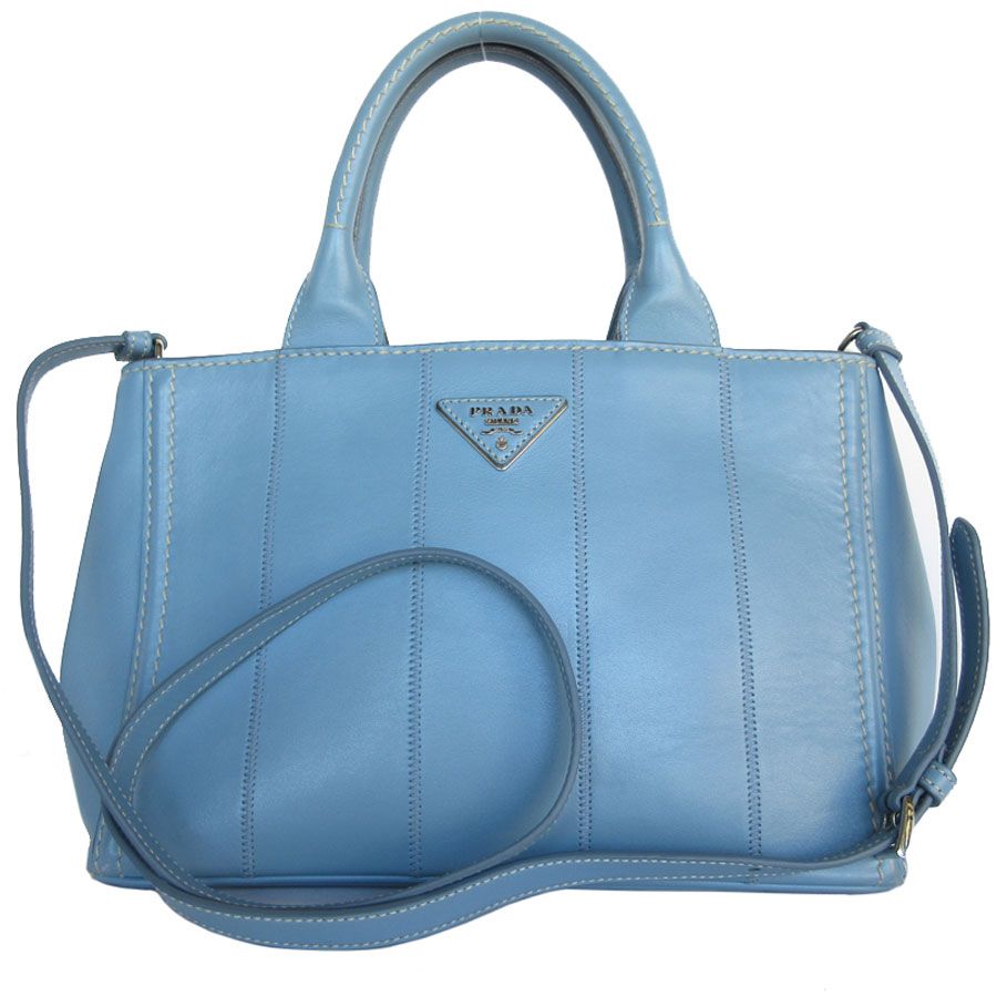 PRADA　プラダ　コミック　オールレザー　ライトブルー　ショルダー　バッグ PRADA プラダ ショルダーバッグ レザー ライトブルー : ブランド
