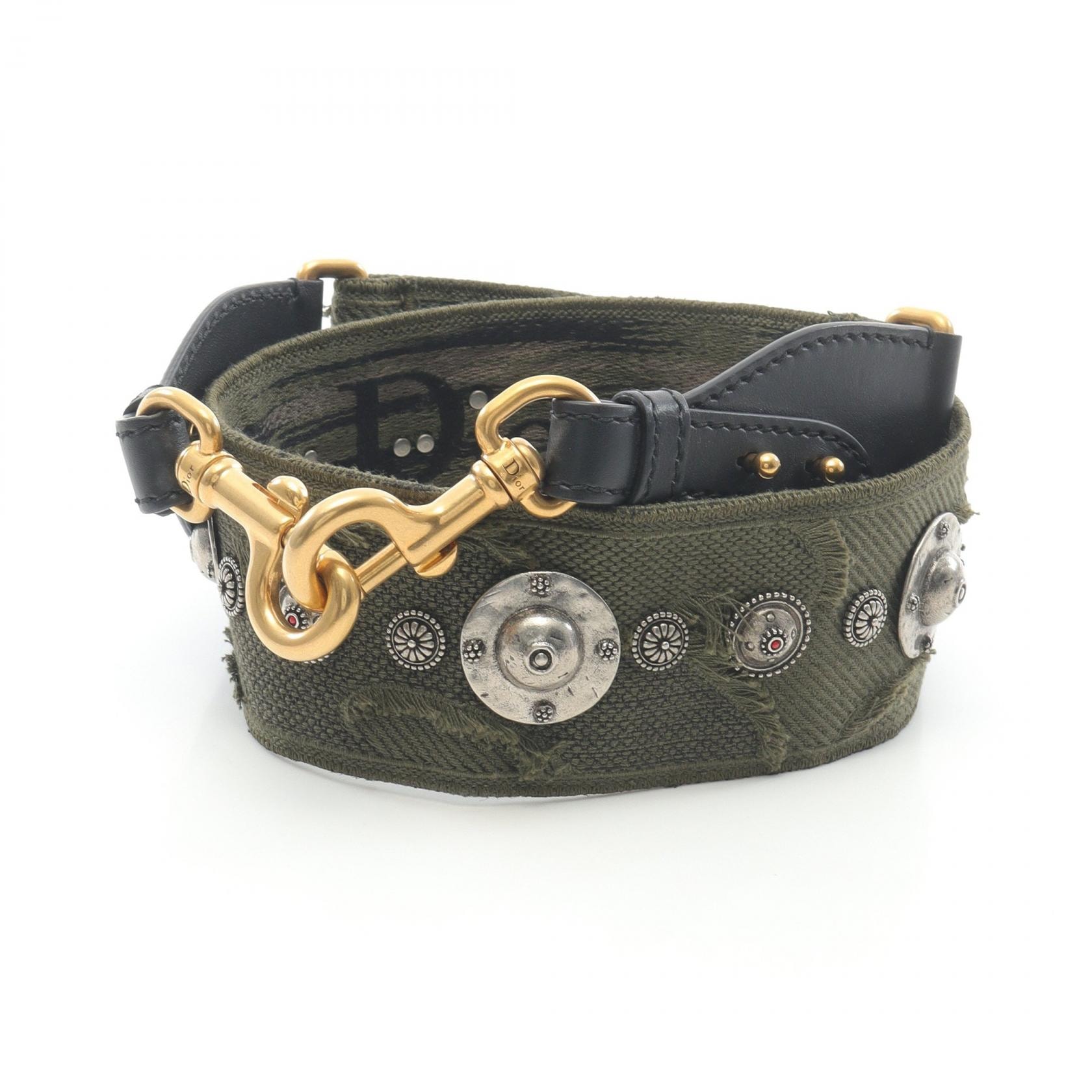 ディオール Dior メダリオン エンブロイダリー ショルダーストラップ アクセサリー キャンバス レザー レディース カーキ系 / ブラック系 S8534CWAH042 【新品】