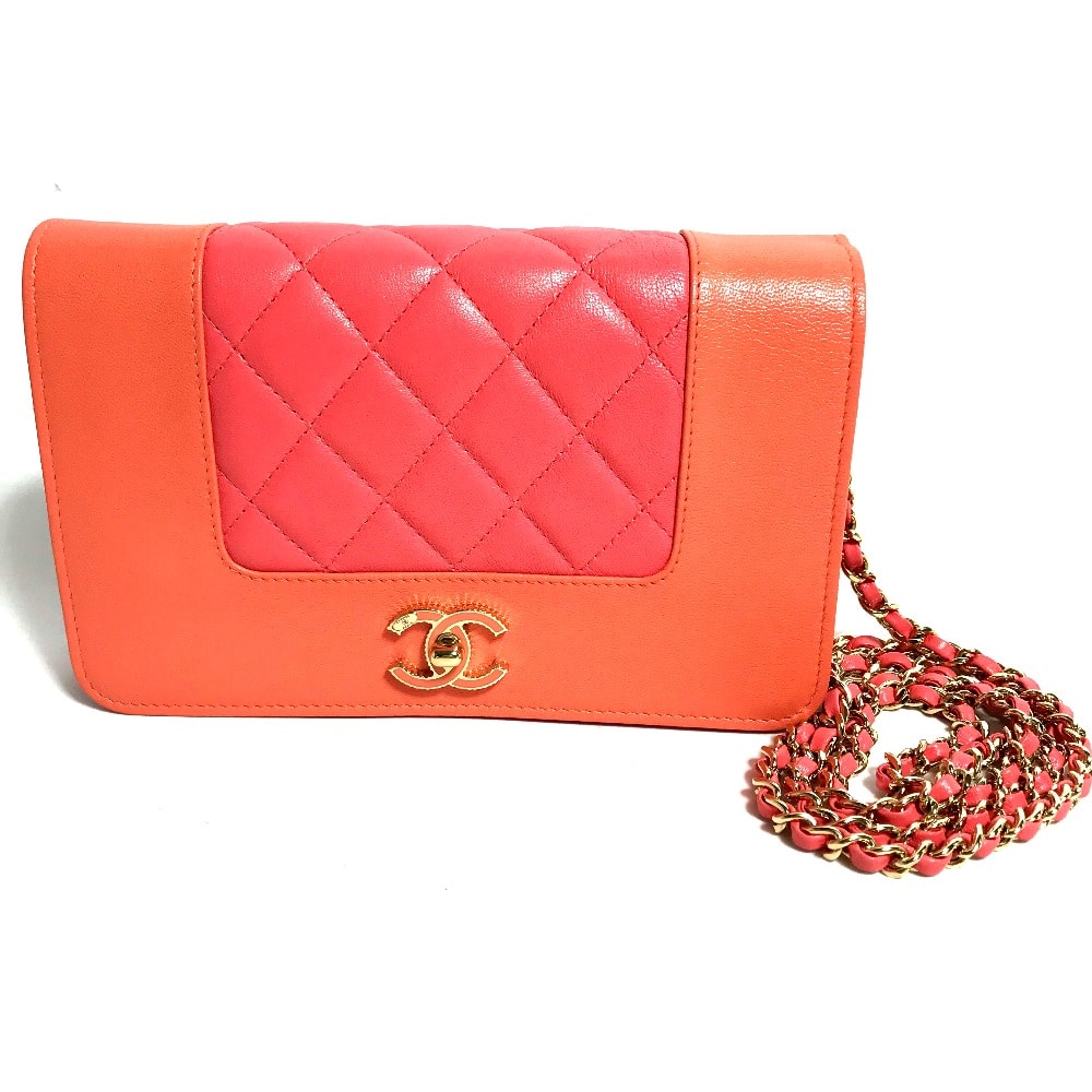 シャネル CHANEL マドモアゼル A80972 CC ココマーク マトラッセ バイカラー チェーンウォレット 長財布 斜め掛け カバン ポシェット ショルダーバッグ レザー ピンク
