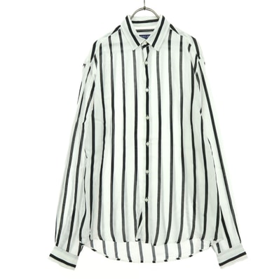 美品 ZARA MAN ザラマン ストライプ 長袖 レーヨン シャツ S ホワイト