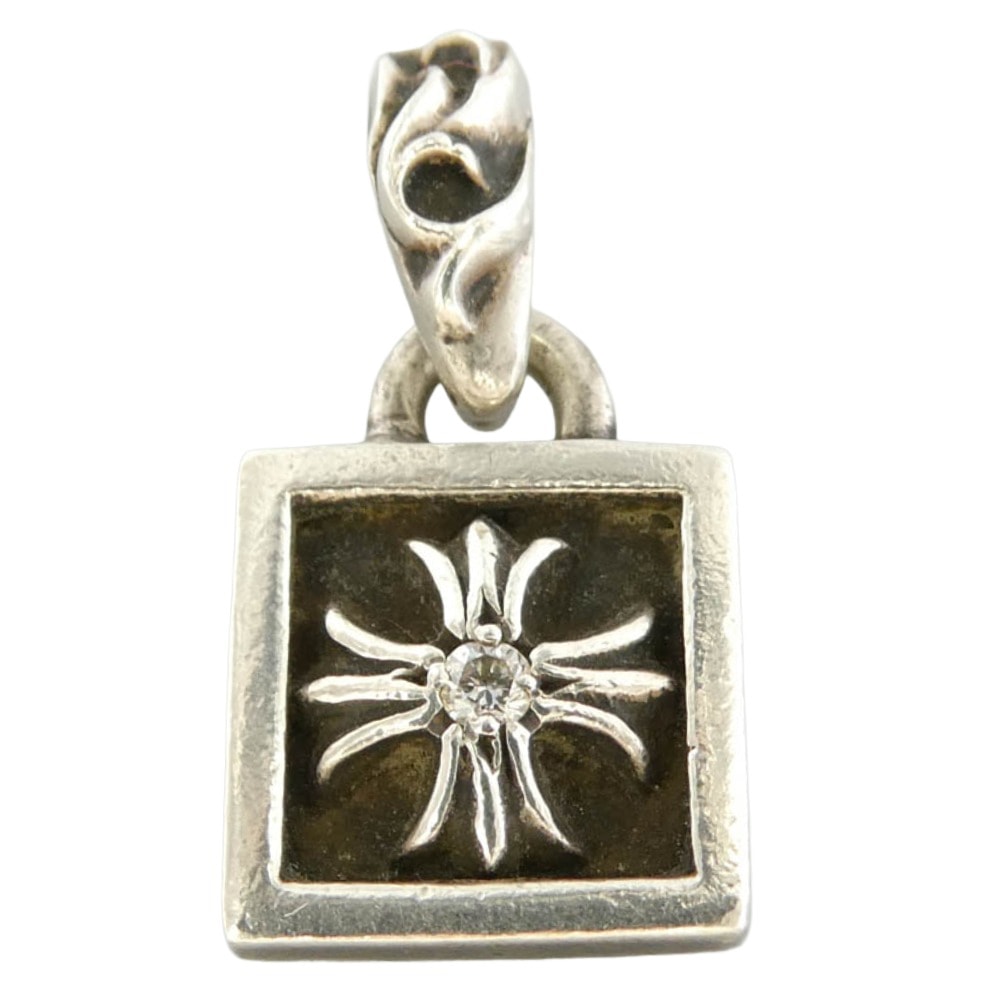CHROME HEARTS クロムハーツ(原本無) FRAMED CH PLUS 1DIA フレームドCHプラス 1ダイヤ チャーム ペンダント トップ シルバー系【中古】